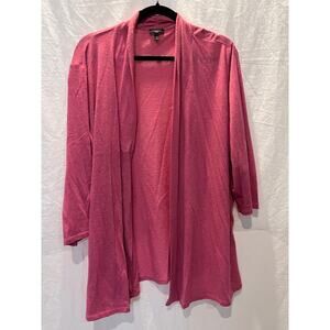 Talbots Woman Flyaway Open Slub Cardigan Pink 3X Cozy Boho Preppy Layer